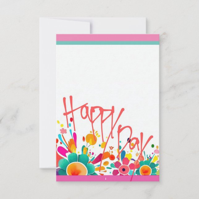 blanc "happy Day" carte de note, merci note. (Devant)