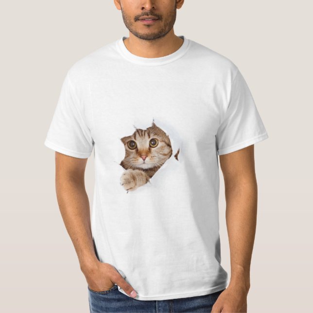 Blanc Libre Cute Funny Chat T-shirt (Devant)