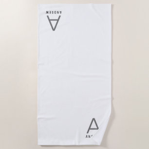 Blanc minimal moderne Monogramme initial Serviette