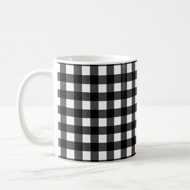 Blanc moderne de noir de tasse de plaid de Buffalo (Gauche)