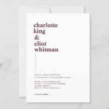 Blanc moderne, invitation à Aubergine