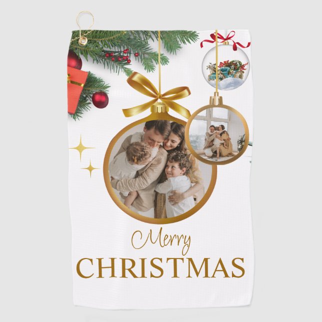 Blanc moderne Joyeux Noël personnalisé serviette d (Devant)