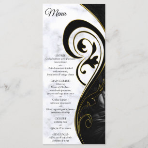 Blanc moderne - Marbre Noir Menu Abstrait