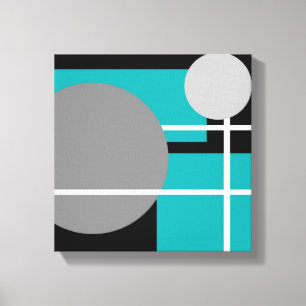 Blanc noir gris Turquoise moderne - Toile envelopp