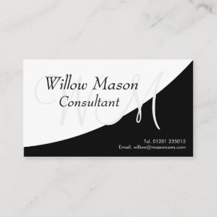 Blanc noir incurvé, carte de visite de monogramme
