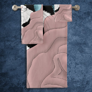 Blanc Noir Tuxedo Couverture chat Cute Bleu Rose