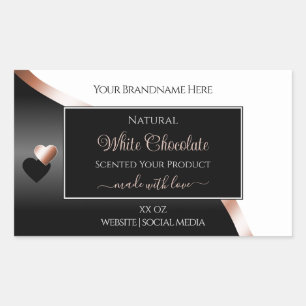 Blanc Noir Vavy Rose Gold Hearts Étiquettes de pro