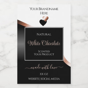 Blanc Noir Vavy Rose Gold Hearts Étiquettes de pro