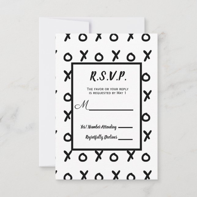Blanc & Noir X O XO X&O's Tendance RSVP Réponse (Devant)