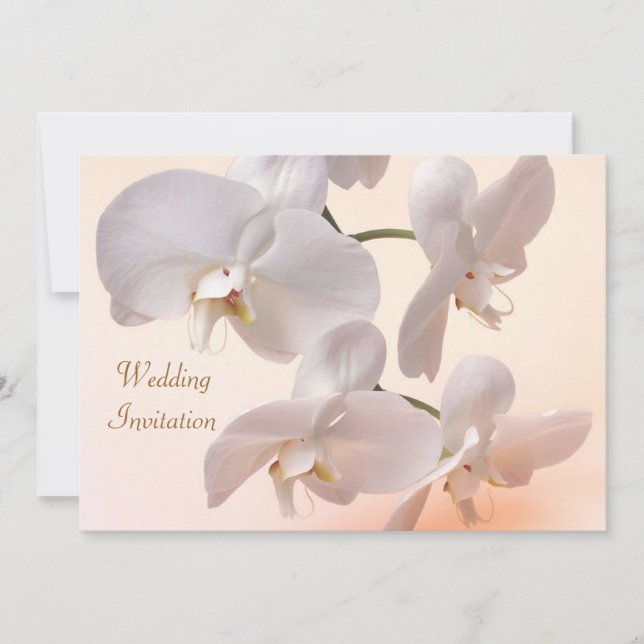 Blanc - orchidées crème Faire-part de mariage (Devant)