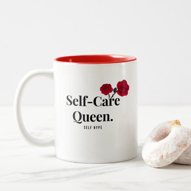 Blanc - Reine d'autosoins - Mug (Avec donut)