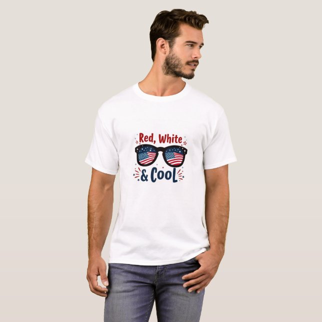 Blanc rouge et Cool Juillet 4 Juillet T-shirt (Devant entier)
