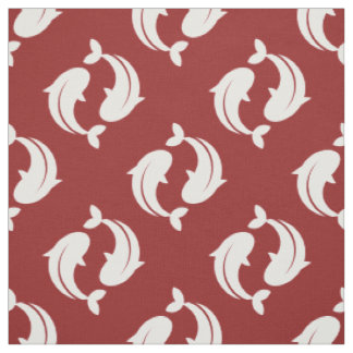 Blanc rouge Koi Poisson tissu oriental motif