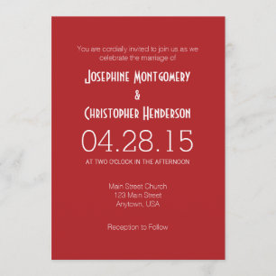 Blanc rouge simple Faire-part de mariage moderne