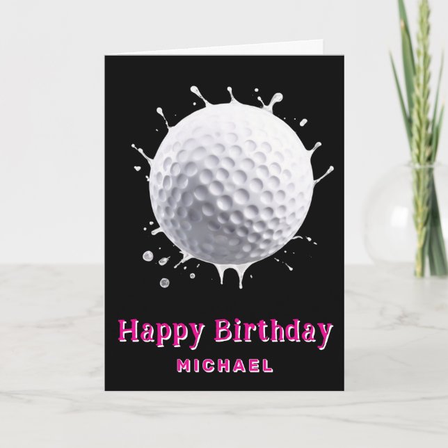 *~* BLANC Splash Golf Ball AP94 Carte Anniversaire (Devant)
