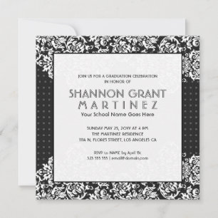 Blanc sur les fleurs noires - Élégant Invitation G