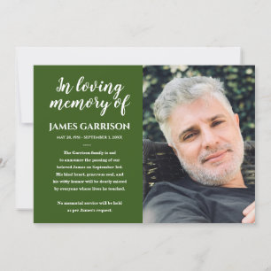 Blanc Sur Vert Dans La Mémoire D'Amour Faire-part 