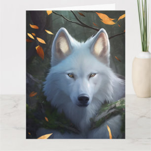 BLANC WOLF ART CARTE DE SALUT D'ANNIVERSAIRE