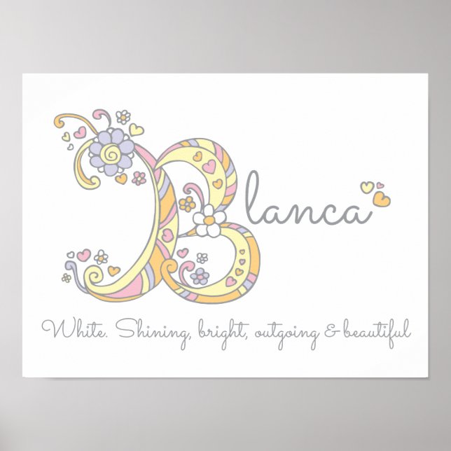Blanca B initiale Kritzelkunst Name Bedeutung Poster (Vorne)