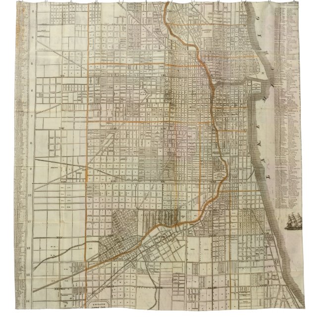Blanchards Führerkarte von Chicago 2 Duschvorhang (Vorderseite)