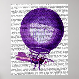 Blanchards Wasserstoff-(lila) Heißluft-Ballon Poster