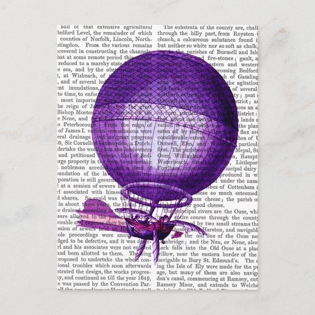 Blanchards Wasserstoff (Lila) Heißluftballon Postkarte (Vorderseite)