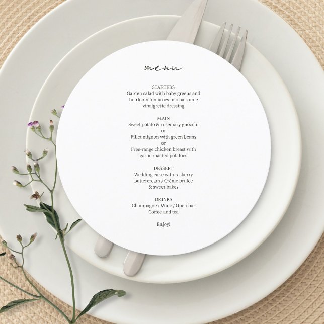 BLANCHE | Menu Mariage minimaliste personnalisé ch (Créateur téléchargé)