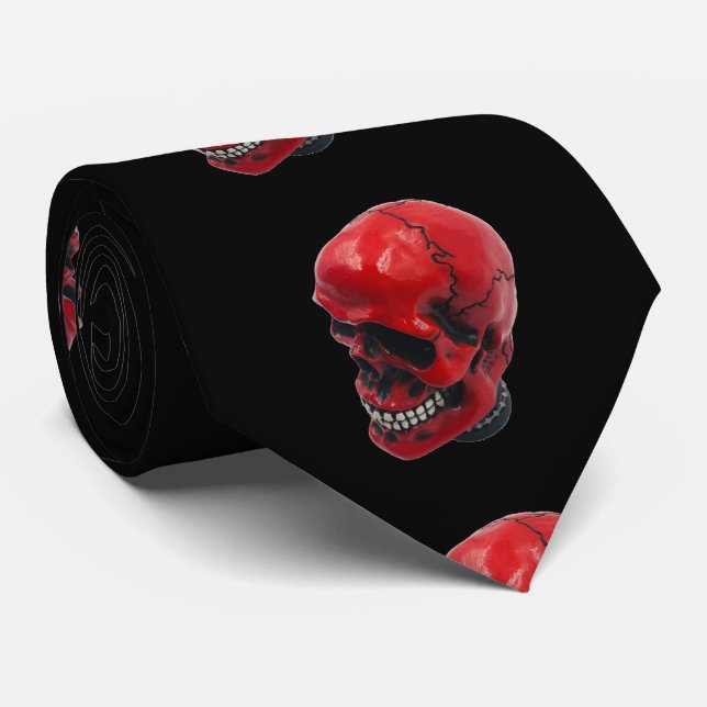Blanche Red Skull auf Black Halloween Krawatte (Gerollt)