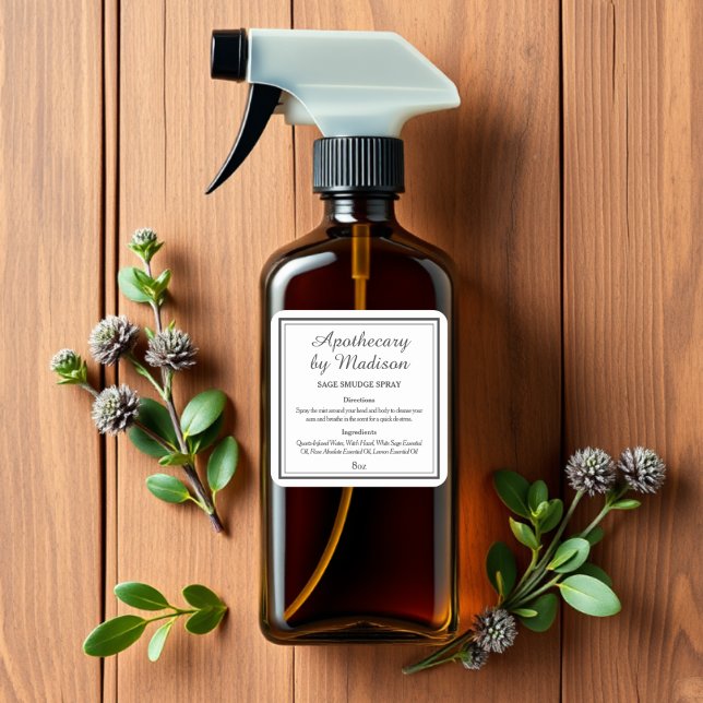 BLANCHE | Sage Smudge Spray Étiquettes de bouteill (Créateur téléchargé)