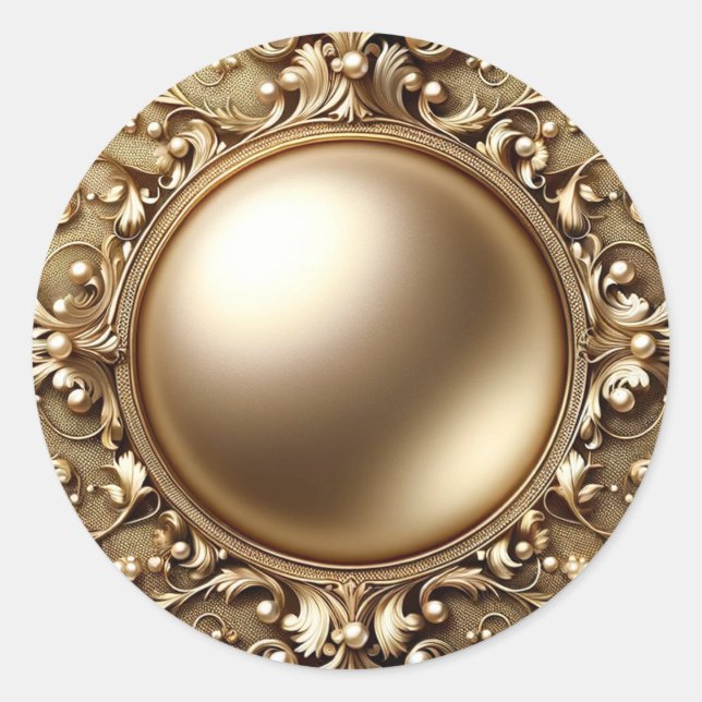 Blanche-Vorlage für Gold Pearl Runder Aufkleber (Vorderseite)