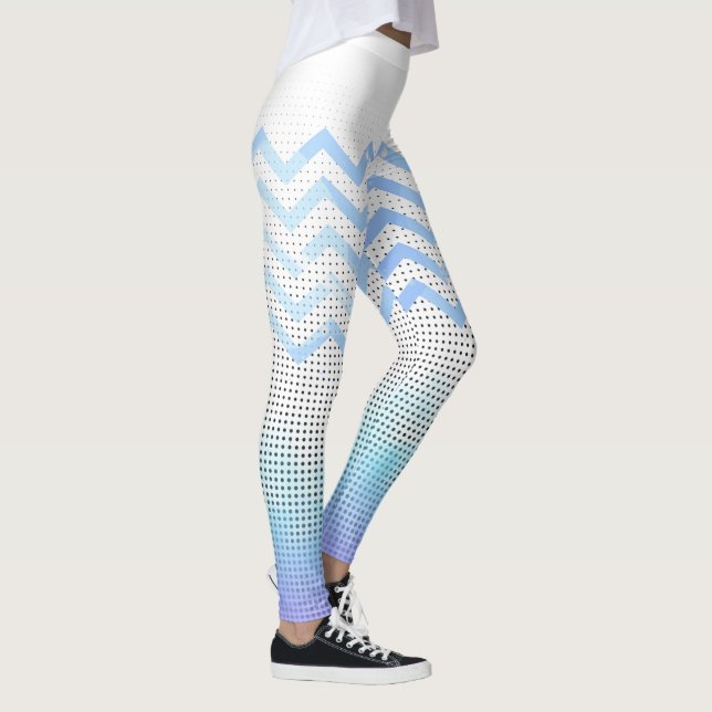 blanco con zigzag azul leggings (Rechts)