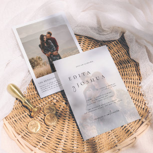 Blanco y Negro Todo en Uno Invitación de Boda QR Einladung