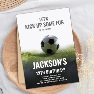 Blancs Black Soccer Invitations Anniversaire