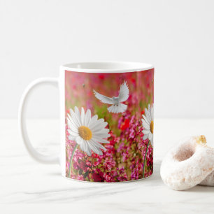 Blancs de la colombe rose florale Mug