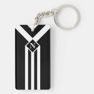 Blancs et Chevrons sur Noir avec Monogramme