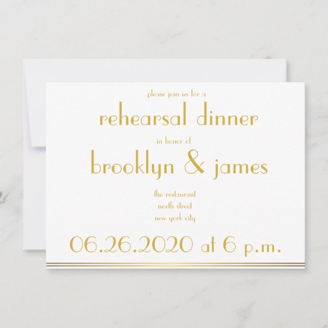 Blancs Great Gatsby Invitations de répétition Mari (Devant)