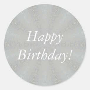 Blancs Joyeux Anniversaire sur Stickers Argent Déc