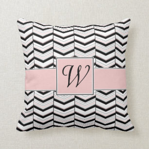 Blancs noirs et rougissent coussin de Chevron