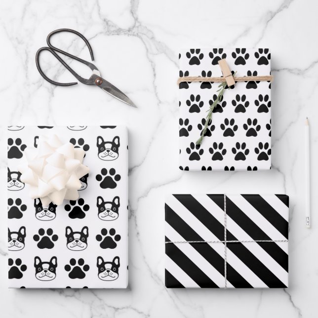 Blancs noirs Français Bulldog Papier à écaille ens (Recto)