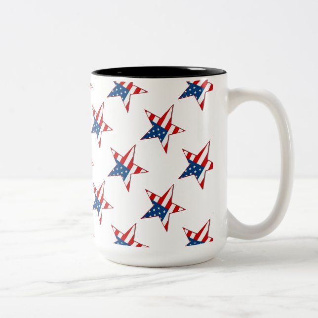 Blancs rouges et Bleus Étoiles patriotiques Mug 2 (Droit)
