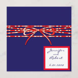 Blancs rouges et Faire-part de mariage bleus