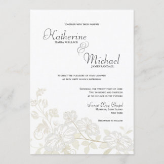 Blancs sur les invitations aux mariages floraux