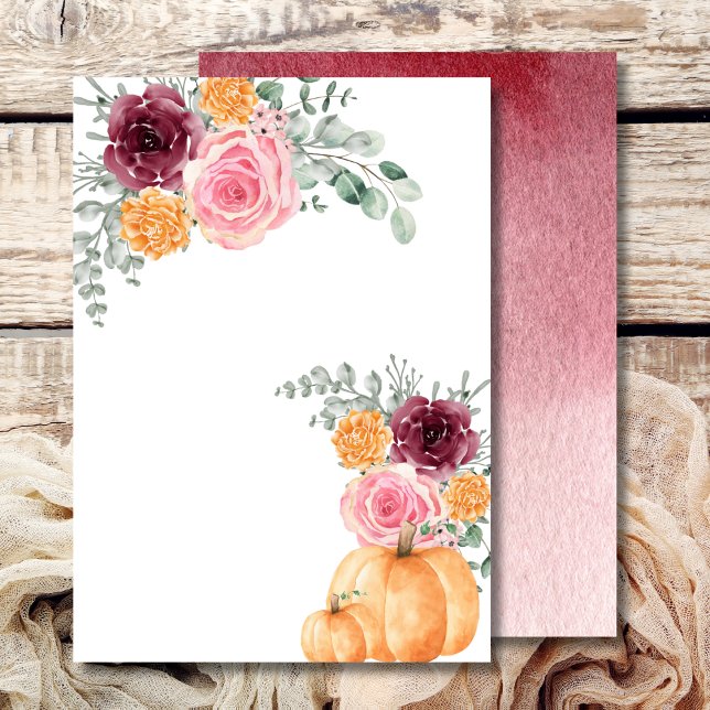 Blank Add Your Own Fall Pumpkin Burgundy Pink Einladung (Von Creator hochgeladen)