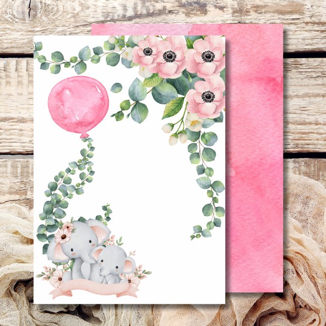 Blank Add Your Own Pink Balloon Eucalyptus  Einladung (Von Creator hochgeladen)