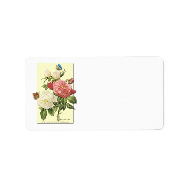 Blank-Address-Labels für botanische weiße Rote Ros Adressaufkleber (Vorne)