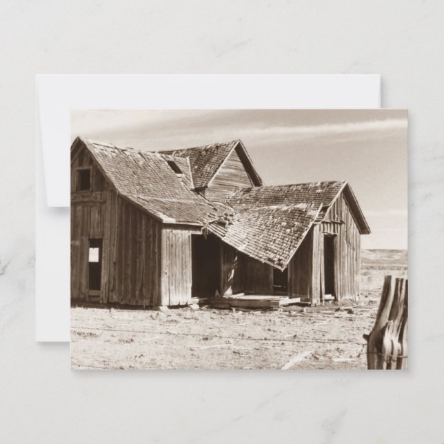 Blank Ankündigung Einladung Old Homestead Sepia (Vorderseite)