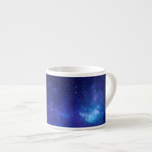 Blank Aqua Blue Celestial Galactic Centre Foto Espressotasse (Vorderseite Rechts)