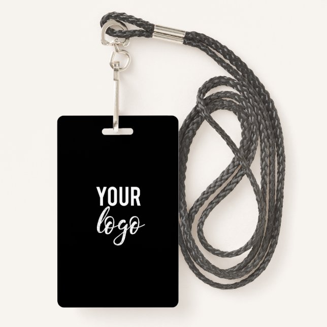 Blank Black DIY Vorlage Ihr Logo hier Mitarbeiter Ausweis (Vorderseite mit Schlüsselband)