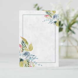 Blank Blue Aquarell Blütenhochzeit Einladung