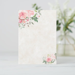 Blank Blush rosa Wasserfarbe Blumen Hochzeit  Einladung